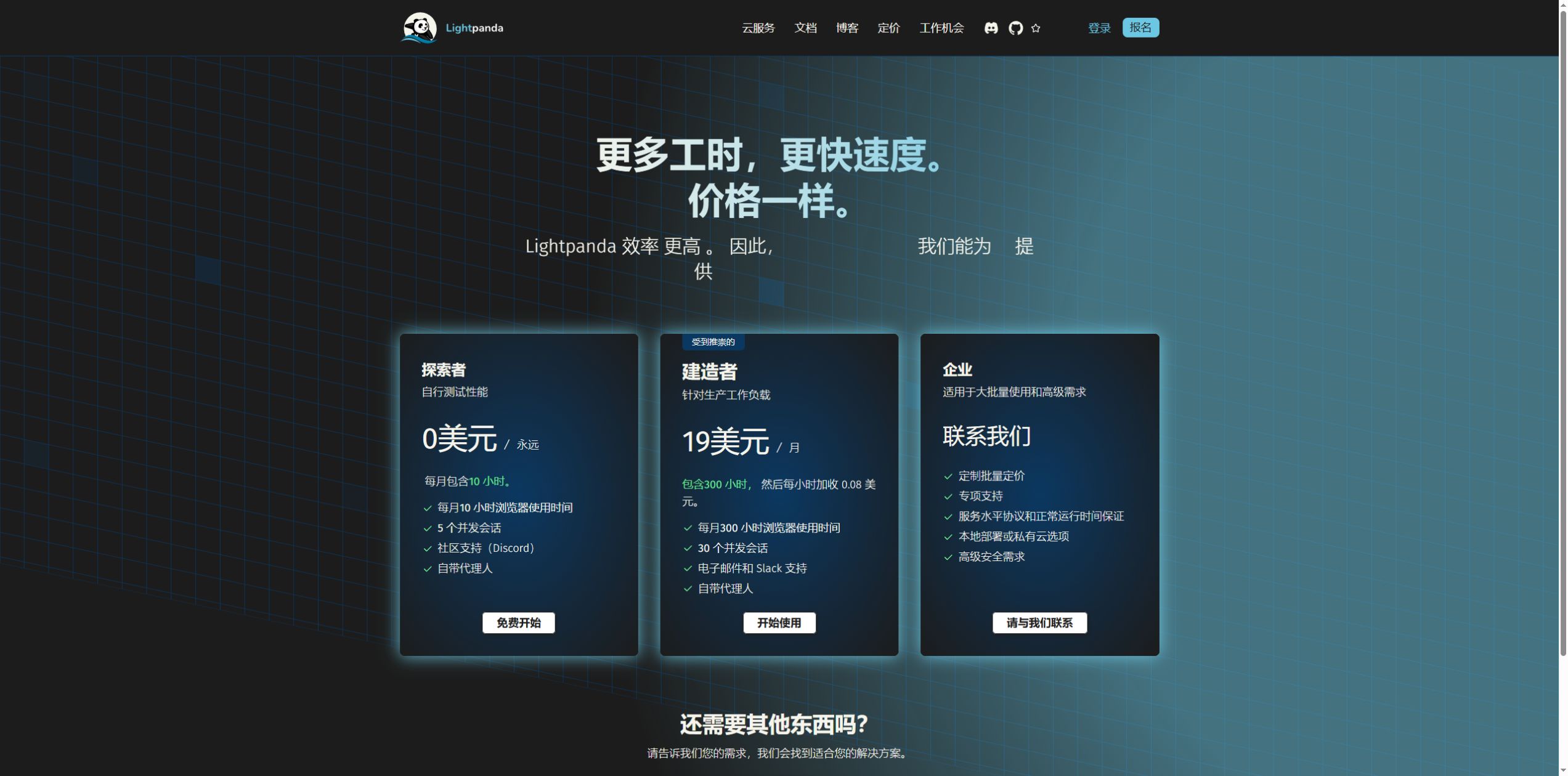 Lightpanda Cloud pricing captured in Chrome on October 15, 2026. Some plan names are browser-translated.