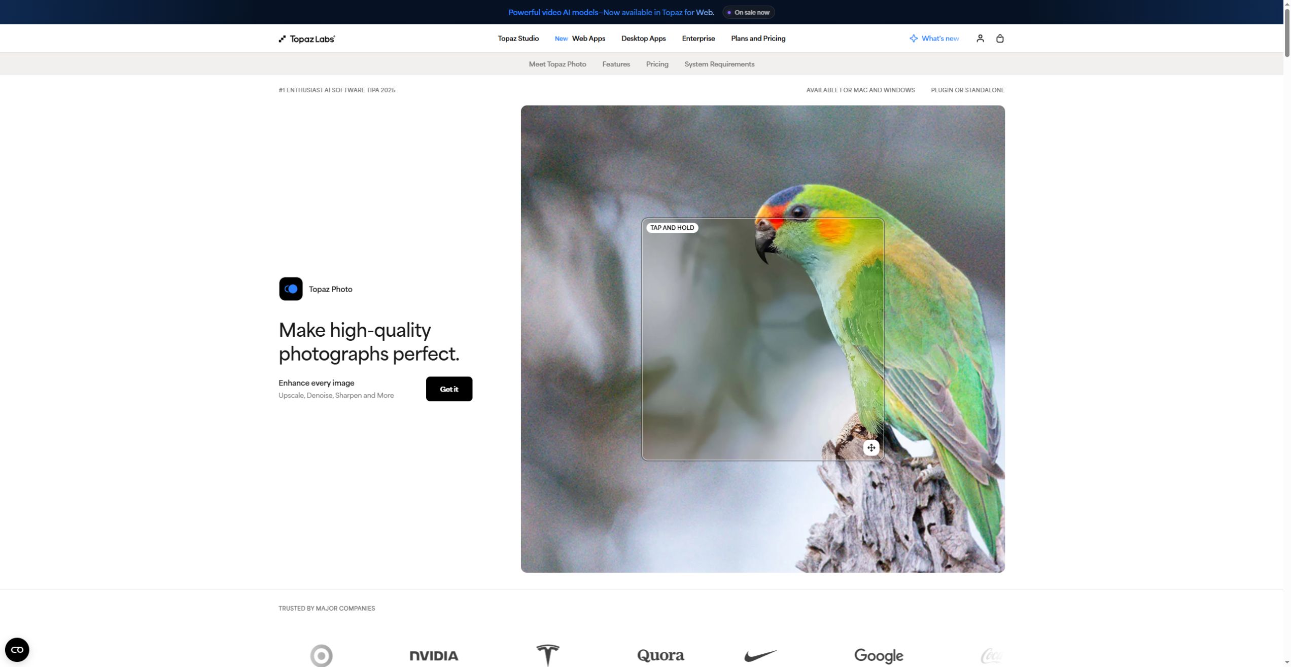 Topaz Photo official website enhancement example; vendor demonstration
