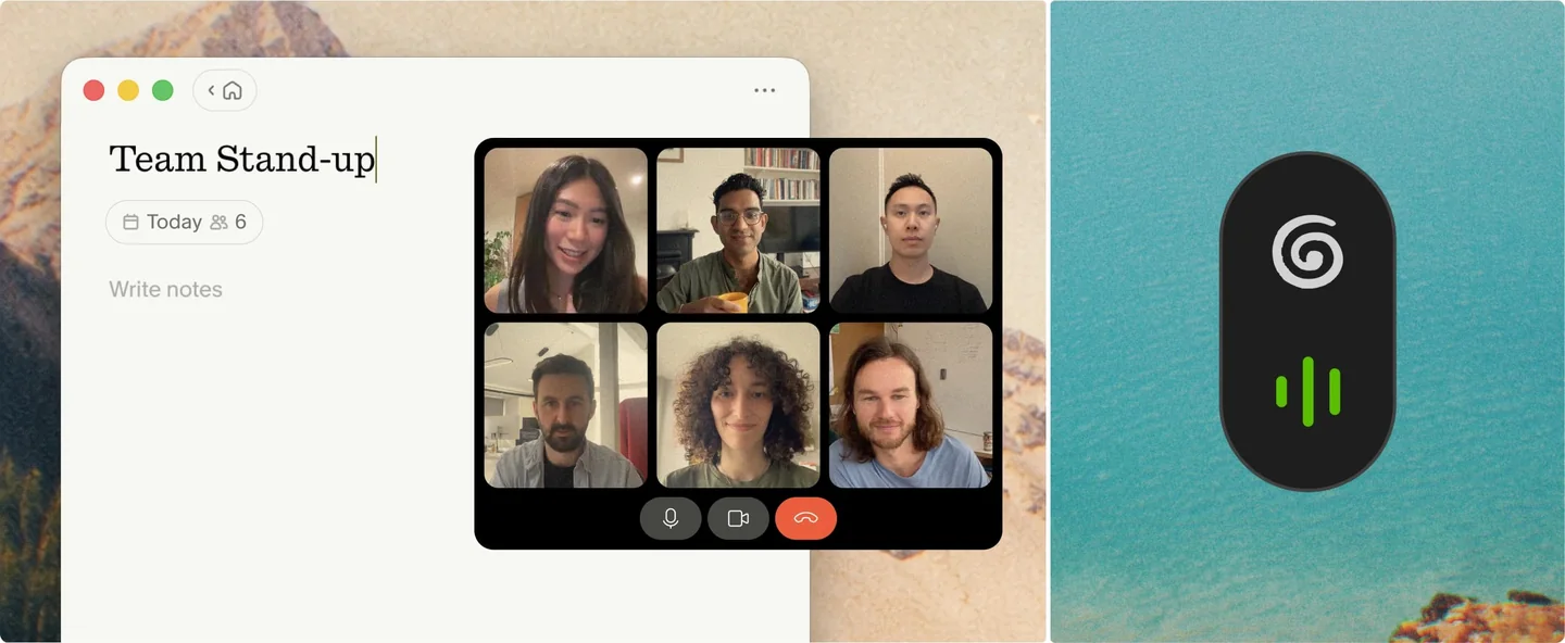 Granola official meeting notes beside a video call