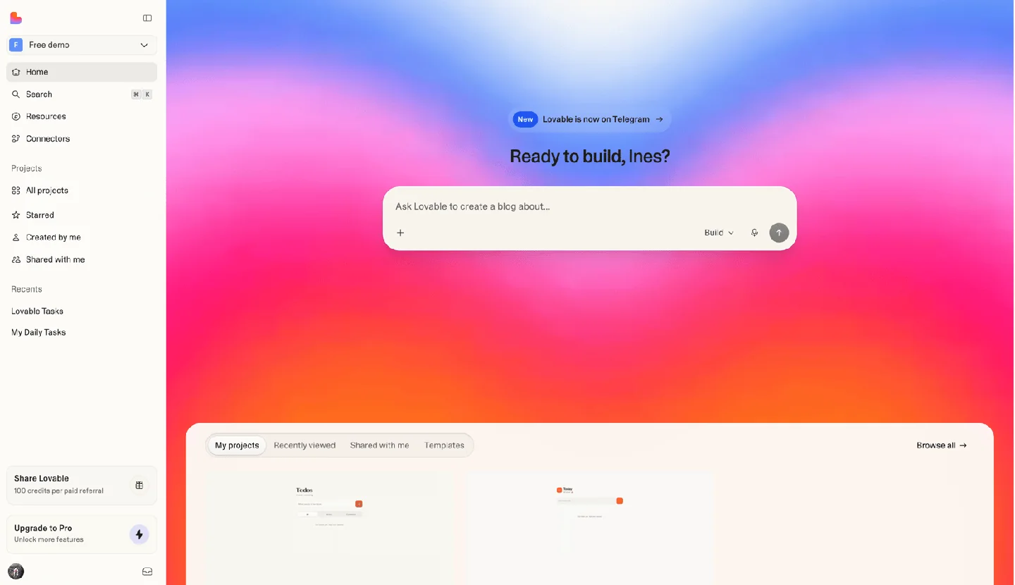 Dashboard screenshot from Lovable’s official documentation.