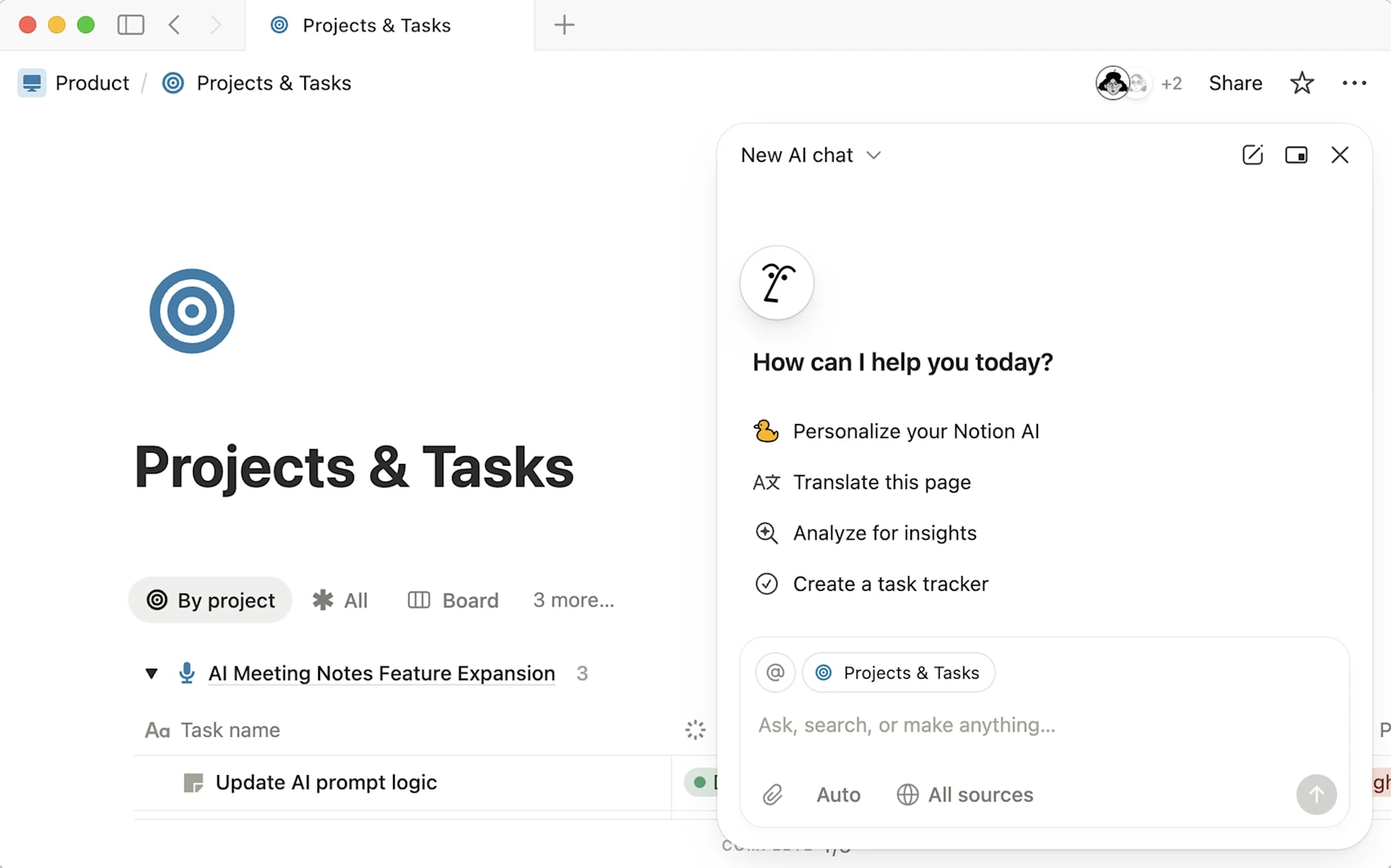Official Notion Agent interface showing page context, the chat composer and model selection. Your interface may differ by version.