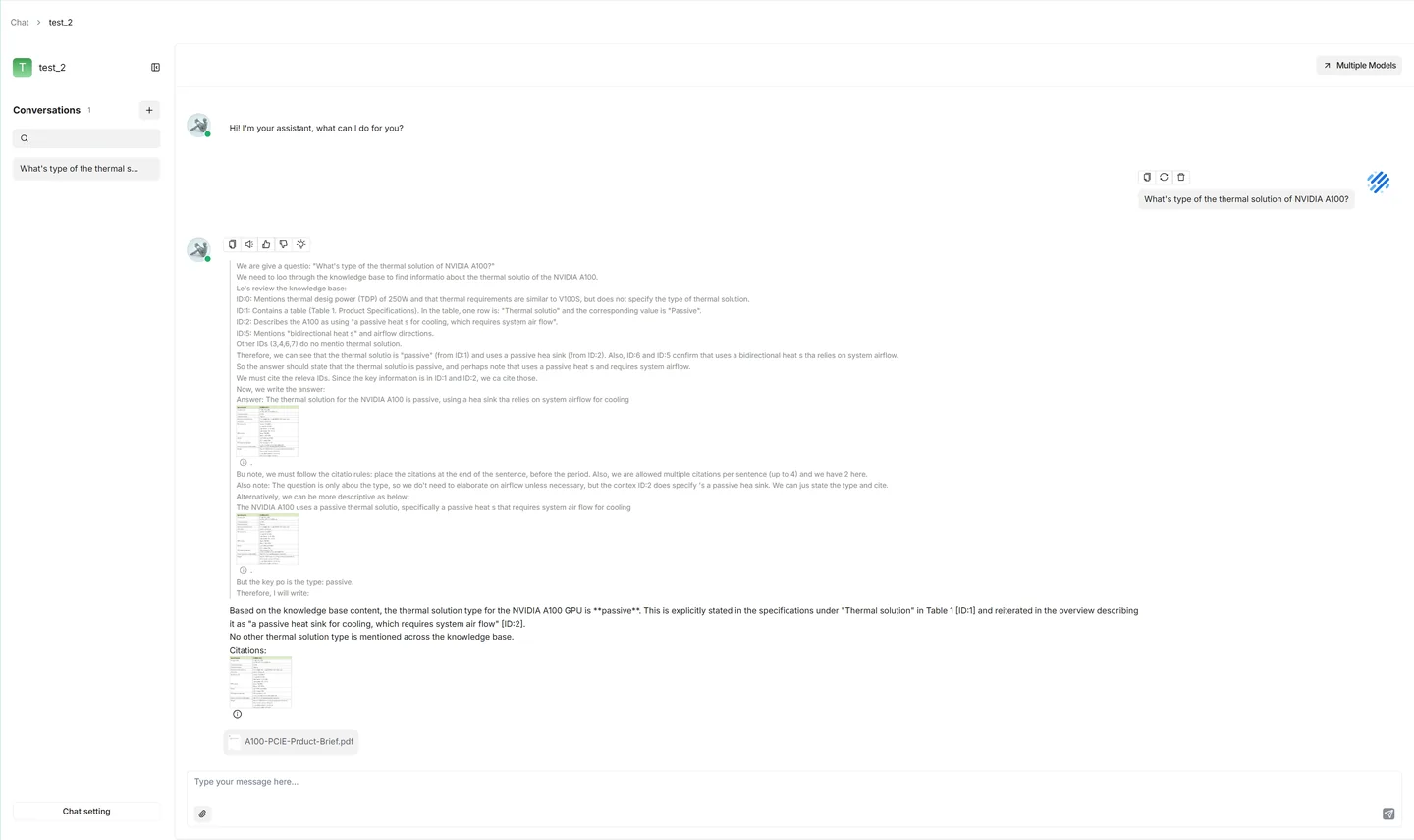 Official RAGFlow quick-start example of document-based chat with source citations